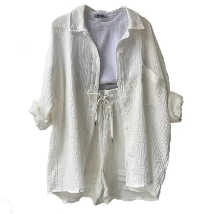 Oversized Shirt Shorts Two Piece Sets for Women