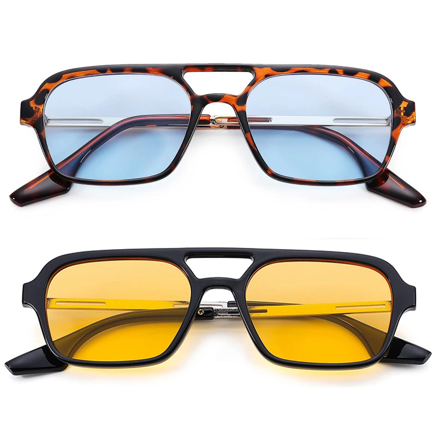 Retro Double Bridges Pilot Sunglasses