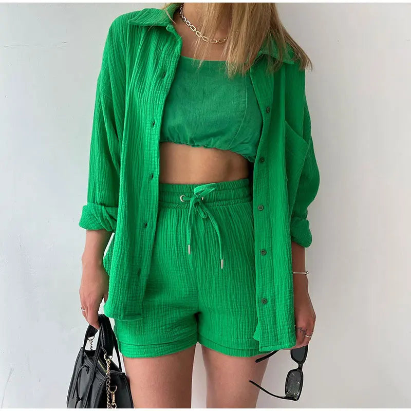 Oversized Shirt Shorts Two Piece Sets for Women