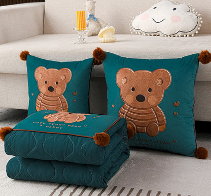 2 in 1 Lovely Teddy Bear Travel Blanket and Pillow